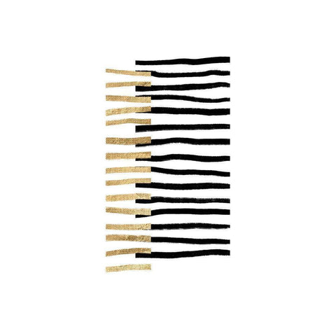 Gold on Black Lines Black Modern Wood Framed Art Print by Sawall, Anastasia