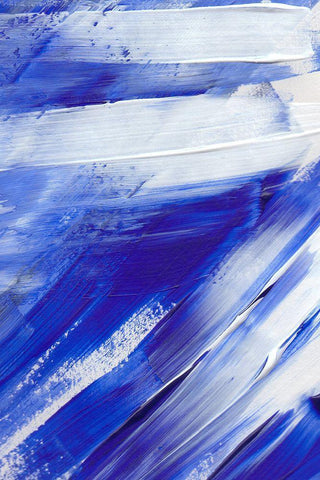 White on Blue Brush Strokes White Modern Wood Framed Art Print with Double Matting by Sawall, Anastasia