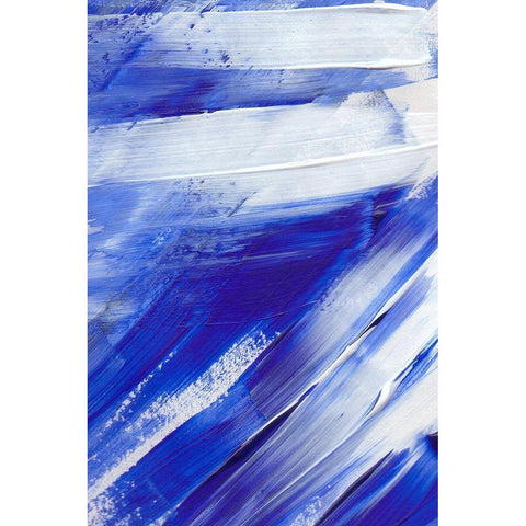 White on Blue Brush Strokes Black Modern Wood Framed Art Print with Double Matting by Sawall, Anastasia