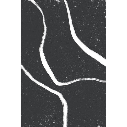 White Lines Black Modern Wood Framed Art Print with Double Matting by Sawall, Anastasia
