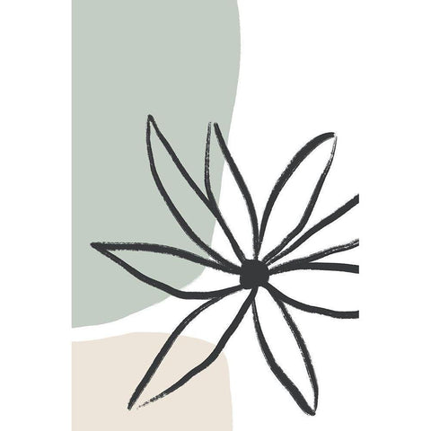 Flower Mint and Cream Black Modern Wood Framed Art Print with Double Matting by Sawall, Anastasia