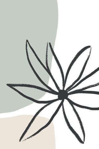 Flower Mint and Cream Black Ornate Wood Framed Art Print with Double Matting by Sawall, Anastasia