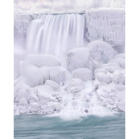 The Dreaming Frozen Waterfall White Modern Wood Framed Art Print by Lu, Ling