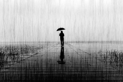 Loneliness White Modern Wood Framed Art Print with Double Matting by Pontes, Gabi