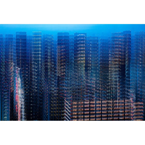 tokyo layers Gold Ornate Wood Framed Art Print with Double Matting by Makoto, Sasaki