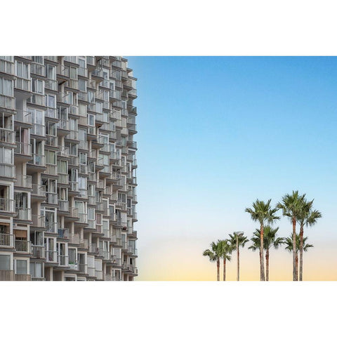 Palms and apartments Gold Ornate Wood Framed Art Print with Double Matting by Wride, Linda