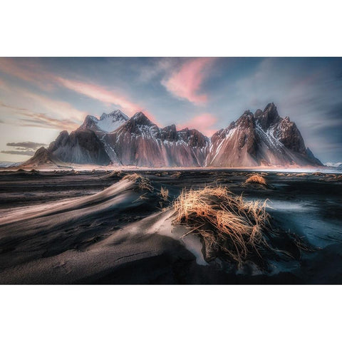 Vestrahorn Black Modern Wood Framed Art Print with Double Matting by Haaksma, Piet