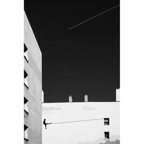 Acrobat. Black Modern Wood Framed Art Print by Niemiec, Anna