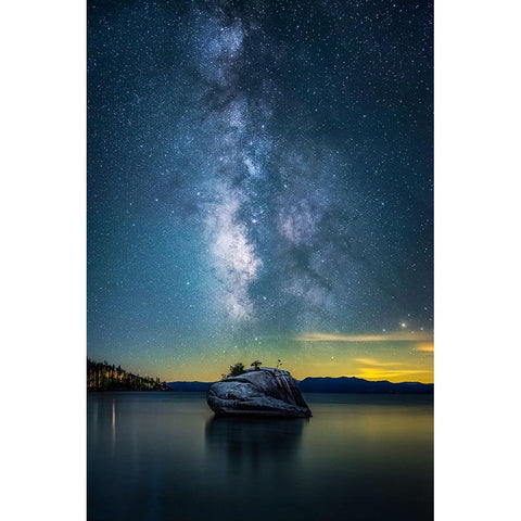 Bonsai Rock Milky Way White Modern Wood Framed Art Print by Chen, Jiong