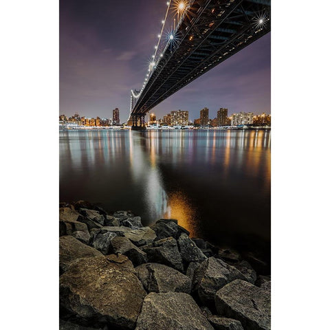 Under the bridge Black Modern Wood Framed Art Print with Double Matting by Jubic, Srecko