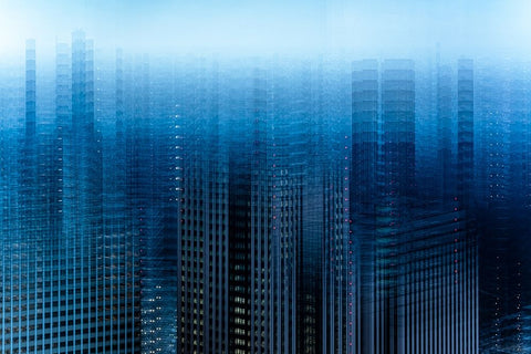 tokyo layers White Modern Wood Framed Art Print with Double Matting by Makoto, Sasaki