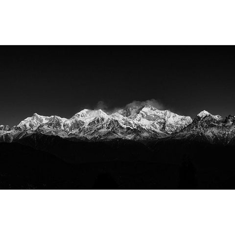 Mt. KANCHENDZONGHA Black Modern Wood Framed Art Print with Double Matting by Sheel, Avijit