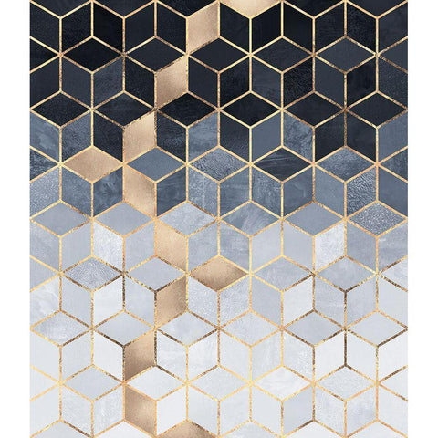 Soft Blue Gradient Cubes Black Modern Wood Framed Art Print by Fredriksson, Elisabeth