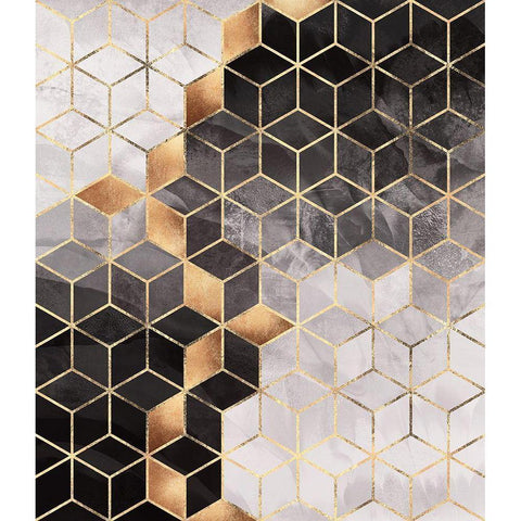 Smoky Cubes Gold Ornate Wood Framed Art Print with Double Matting by Fredriksson, Elisabeth