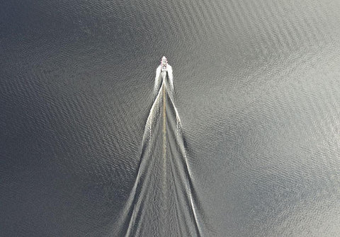 Usain Boat White Modern Wood Framed Art Print with Double Matting by Cederberg, Marcus