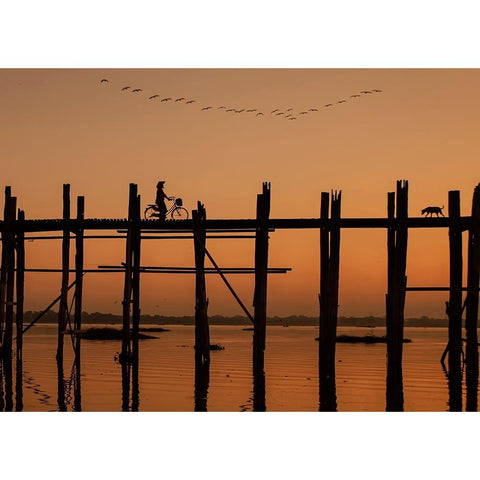 Ubein Bridge Black Modern Wood Framed Art Print by Yilman, Gulsen