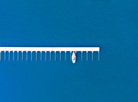 Lonely sail White Modern Wood Framed Art Print with Double Matting by Cederberg, Marcus