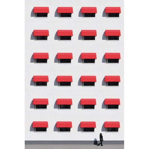 Red walker White Modern Wood Framed Art Print by Cederberg, Marcus