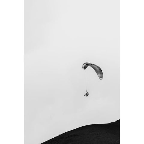 Paragliding White Modern Wood Framed Art Print by Wang, Bill