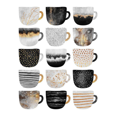 Pretty Coffee Cups White Modern Wood Framed Art Print by Fredriksson, Elisabeth