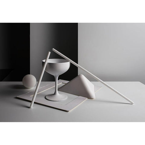 qWhite and blackq White Modern Wood Framed Art Print by Popov, Evgeniy