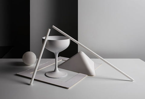 qWhite and blackq Black Ornate Wood Framed Art Print with Double Matting by Popov, Evgeniy