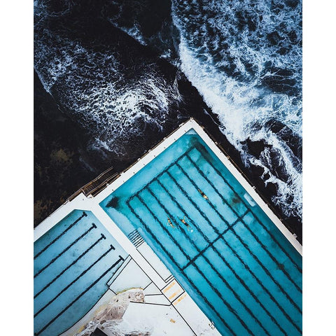 Most Famous Ocean Pool In Australia Black Modern Wood Framed Art Print with Double Matting by Sarfraz, Asad