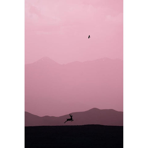 caracc Black Modern Wood Framed Art Print with Double Matting by Guan, Xiaopeng