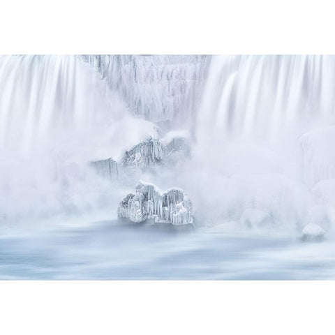 The frozen islands under the Waterfalls Gold Ornate Wood Framed Art Print with Double Matting by Lu, Ling