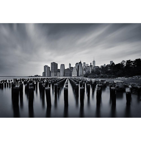 NYC Black Modern Wood Framed Art Print with Double Matting by Jubic, Srecko