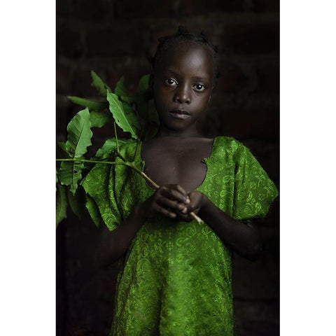 Girl Green Black Modern Wood Framed Art Print with Double Matting by Jacob, Matt