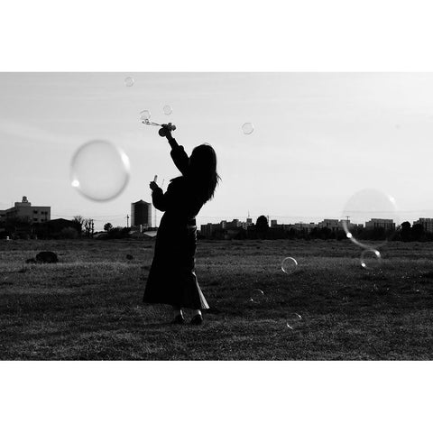 Bubble Black Modern Wood Framed Art Print by Kaido, Arata