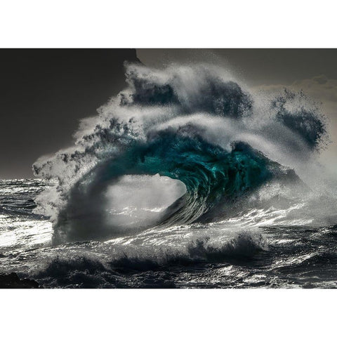 Kauaiian Wave Gold Ornate Wood Framed Art Print with Double Matting by Fong, Ken