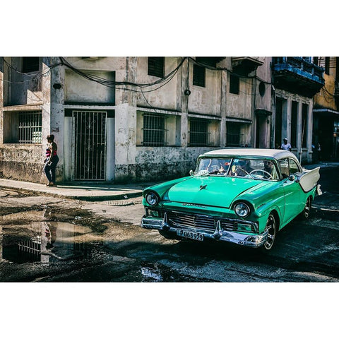 Habana Street Black Modern Wood Framed Art Print with Double Matting by Morishige, Koji