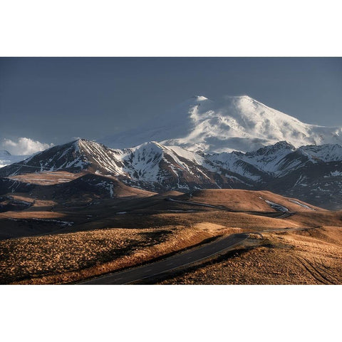 Mountain road Gold Ornate Wood Framed Art Print with Double Matting by Anton, Rostovskiy