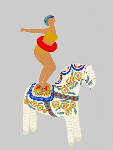 Little Pony White Modern Wood Framed Art Print with Double Matting by Jotadejai