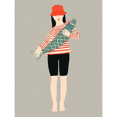 My fish Black Modern Wood Framed Art Print with Double Matting by Jotadejai