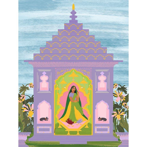 Indian Garden White Modern Wood Framed Art Print by Jotadejai