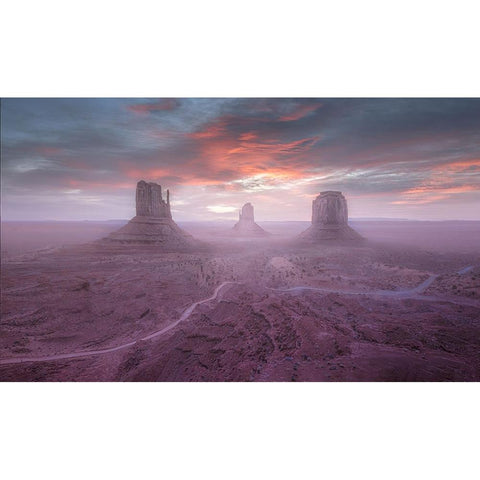 Monument Valley Black Modern Wood Framed Art Print by Dan, Kai