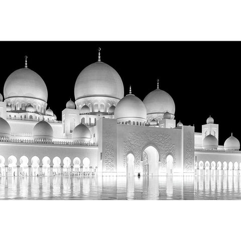 Light Of Abu Dhabi Grand Mosque Black Modern Wood Framed Art Print with Double Matting by Jin, Jie