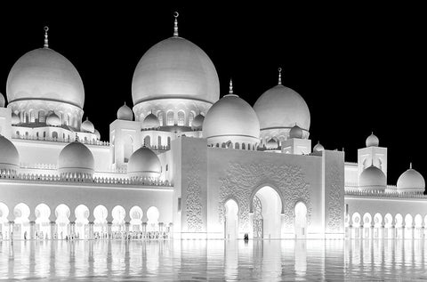 Light Of Abu Dhabi Grand Mosque Black Ornate Wood Framed Art Print with Double Matting by Jin, Jie