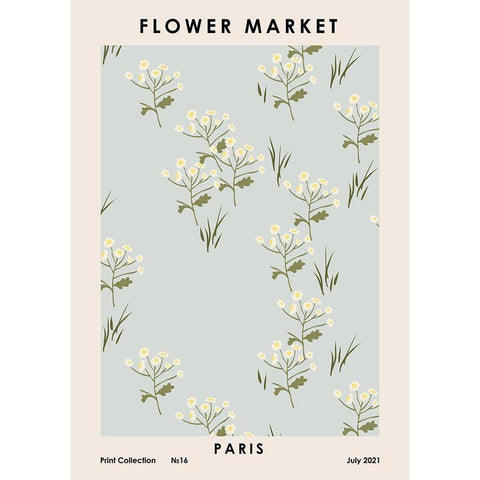 Flower Market Paris Black Modern Wood Framed Art Print with Double Matting by NKTN