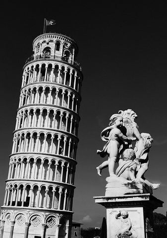 The Leaning Tower of Pisa Black Ornate Wood Framed Art Print with Double Matting by Liu, Sonya