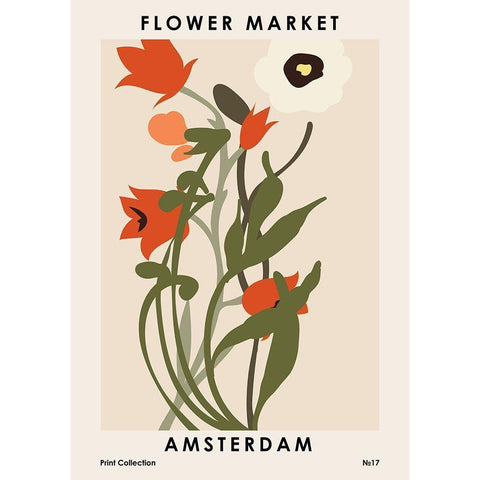 Flower Market Amsterdam Gold Ornate Wood Framed Art Print with Double Matting by NKTN