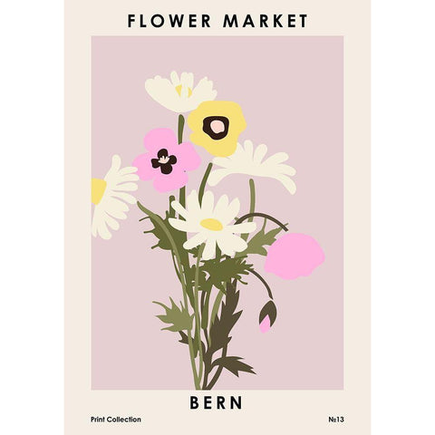 Flower Market Bern Gold Ornate Wood Framed Art Print with Double Matting by NKTN