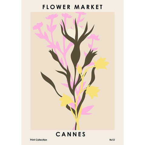 Flower Market Cannes White Modern Wood Framed Art Print by NKTN