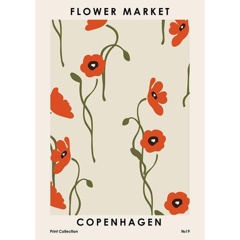 Flower Market Copenhagen Black Modern Wood Framed Art Print with Double Matting by NKTN