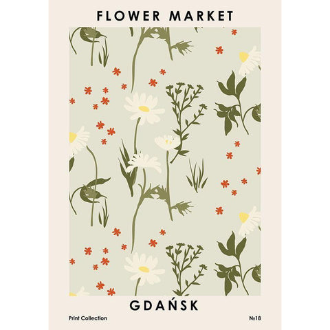 Flower Market GdaA?sk Black Modern Wood Framed Art Print with Double Matting by NKTN