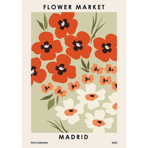 Flower Market Madrid Gold Ornate Wood Framed Art Print with Double Matting by NKTN