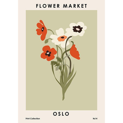 Flower Market Oslo Black Modern Wood Framed Art Print with Double Matting by NKTN